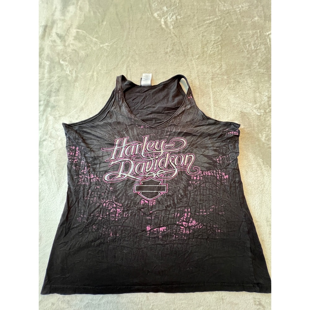 Harley Davidson Tank Top Womens 1X Black Racine WI Graphic Cotton